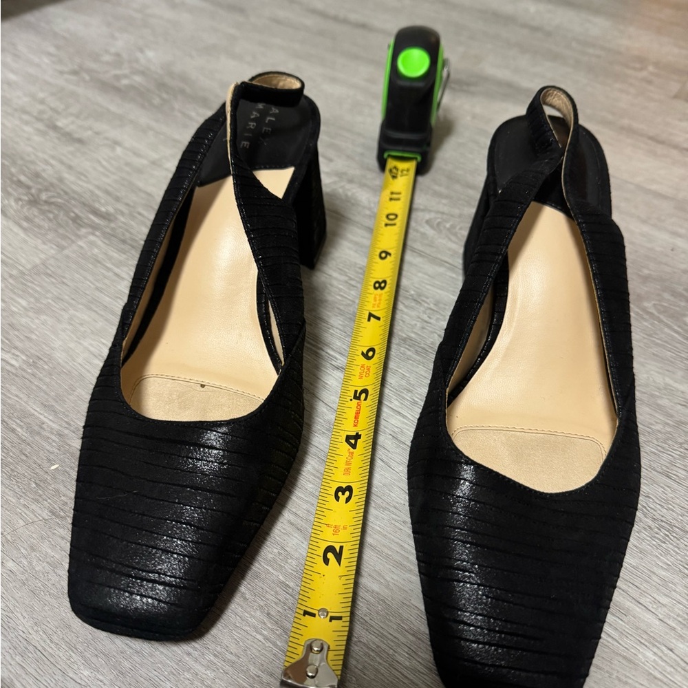 Alex Marie Black Textured Slingback Block Heel Pumps